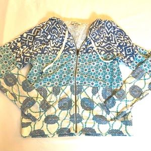 Lucky Bliss Brand California Boho Zip Front Hoodie Sweatshirt embroidery XL